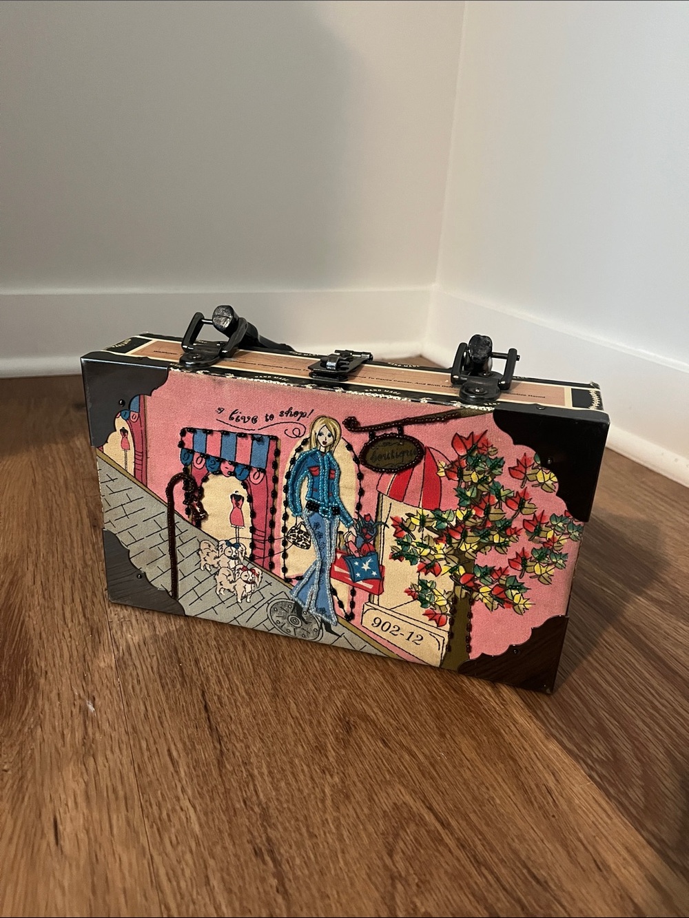 Pink Illustrated Trunk Clutch cigar box Bag